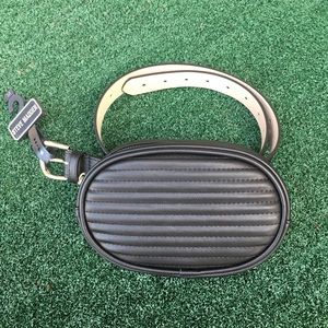NWT Steve Madden Quilted Belt Bag & Belt Black L